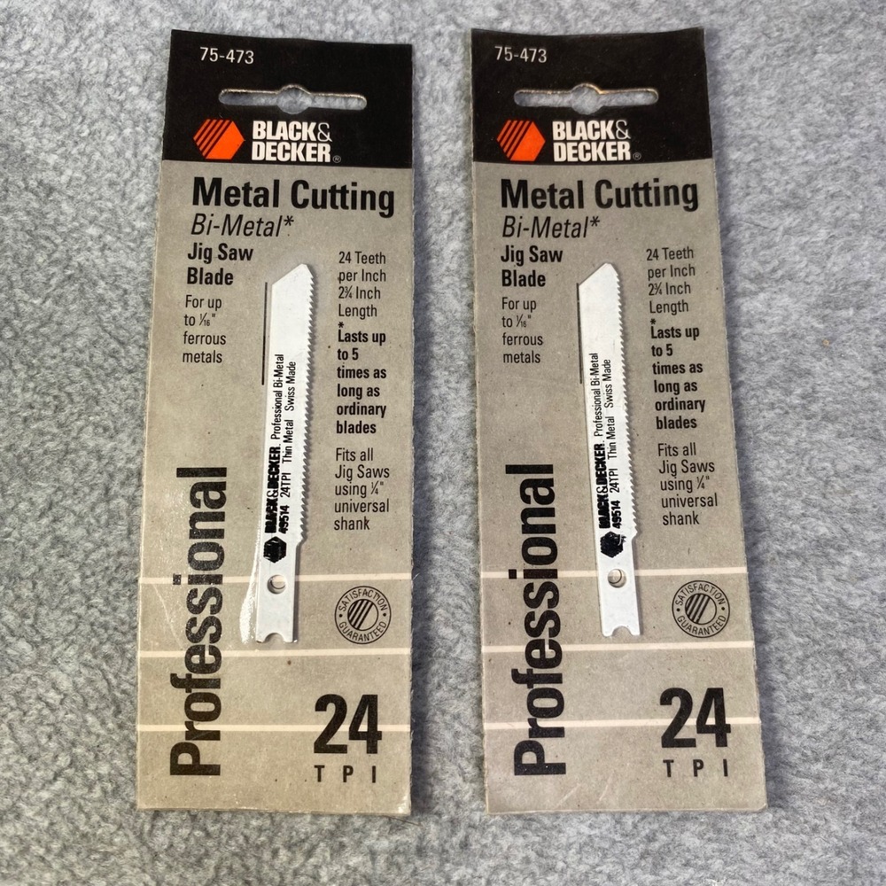 Black & Decker Jig Saw Blade 2pk 2-3/4" Silver 24 TPI Metal Cutting 75-473 New